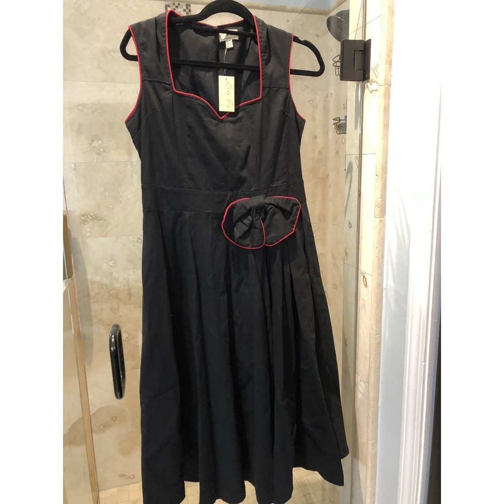 Lindy Bop 50s Style Dress XL Black Red Full Skirt Empire Rockabilly NWT
